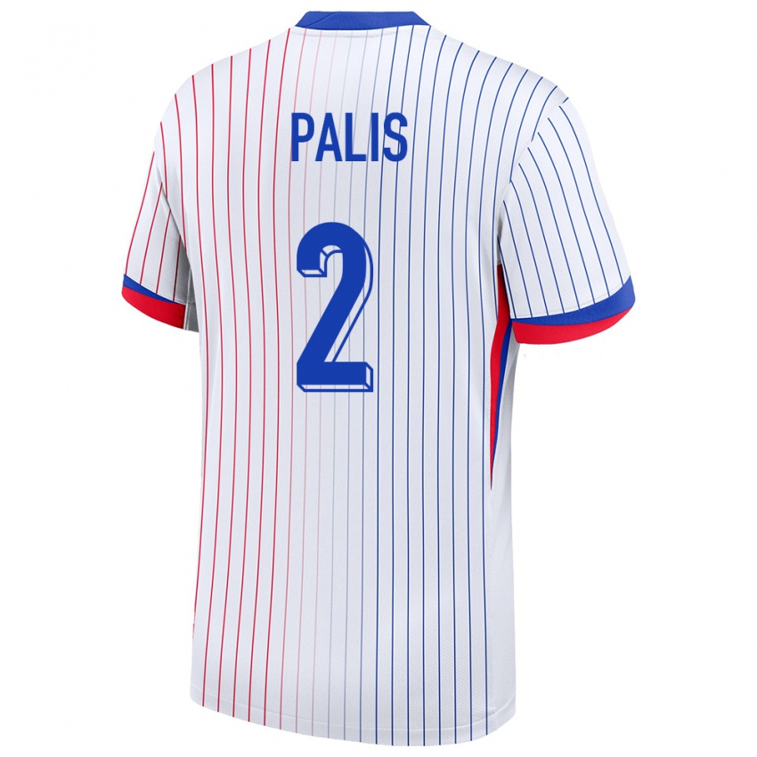 Uomo Maglia Francia Ella Palis #2 Bianco Kit Gara Away 24-26 Maglietta