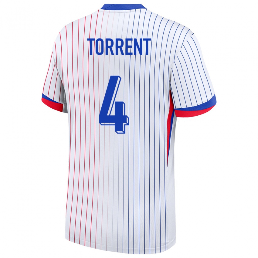 Uomo Maglia Francia Marion Torrent #4 Bianco Kit Gara Away 24-26 Maglietta