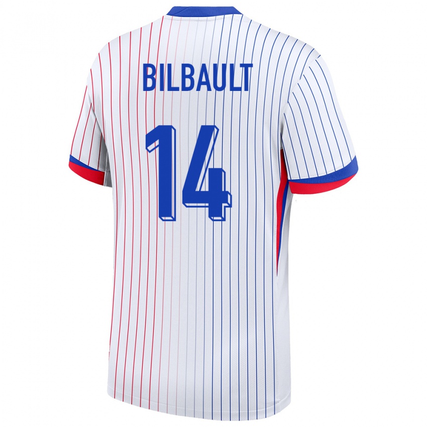 Uomo Maglia Francia Charlotte Bilbault #14 Bianco Kit Gara Away 24-26 Maglietta