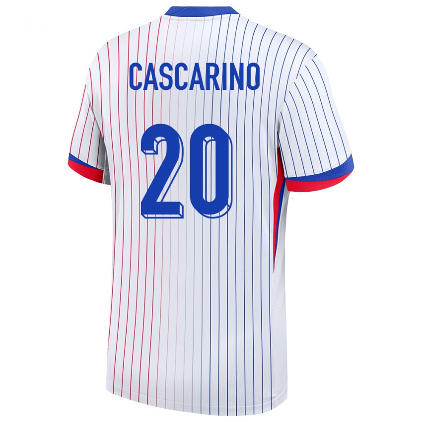 Uomo Maglia Francia Delphine Cascarino #20 Bianco Kit Gara Away 24-26 Maglietta