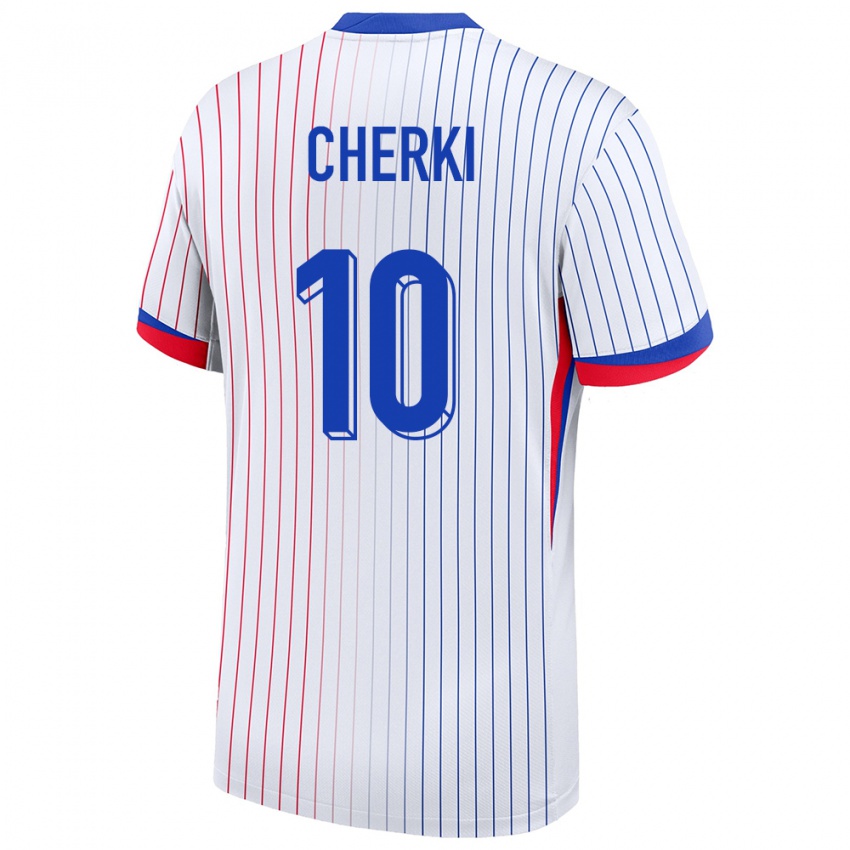 Uomo Maglia Francia Rayan Cherki #10 Bianco Kit Gara Away 24-26 Maglietta