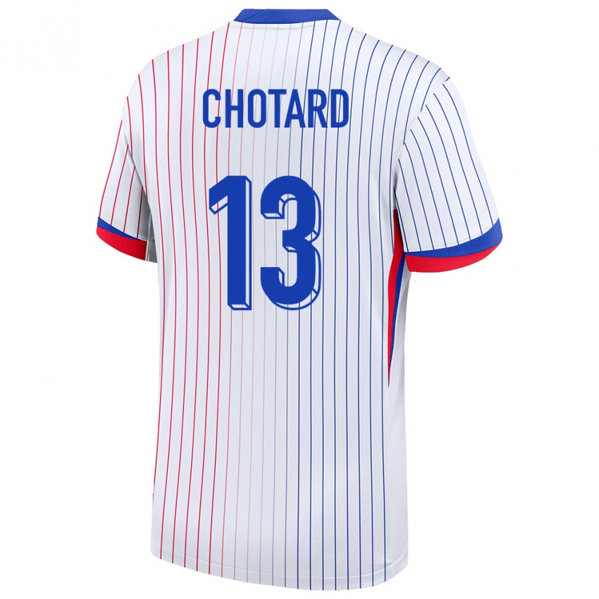 Uomo Maglia Francia Joris Chotard #13 Bianco Kit Gara Away 24-26 Maglietta