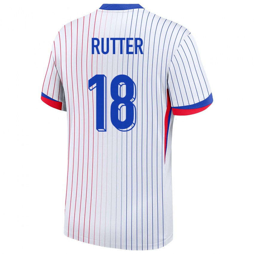 Uomo Maglia Francia Georginio Rutter #18 Bianco Kit Gara Away 24-26 Maglietta