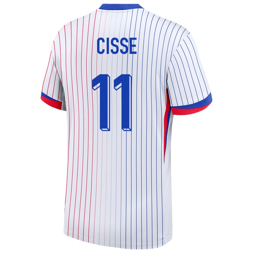 Uomo Maglia Francia Lamine Cisse #11 Bianco Kit Gara Away 24-26 Maglietta