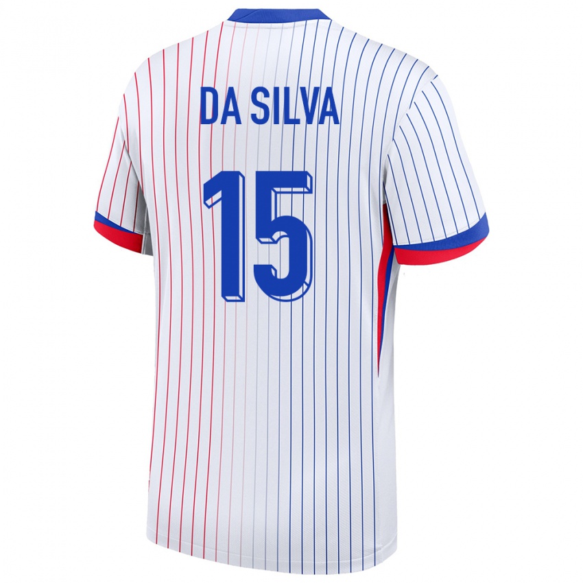 Uomo Maglia Francia Florent Da Silva #15 Bianco Kit Gara Away 24-26 Maglietta