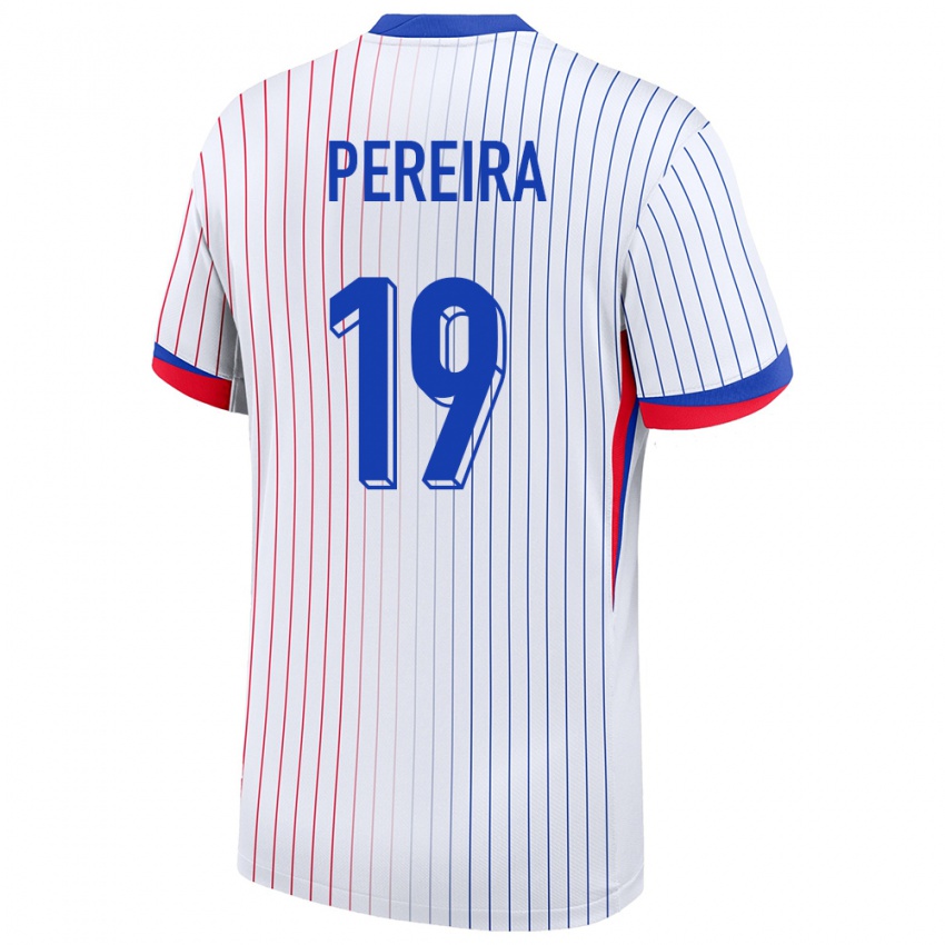 Uomo Maglia Francia Brayann Pereira #19 Bianco Kit Gara Away 24-26 Maglietta