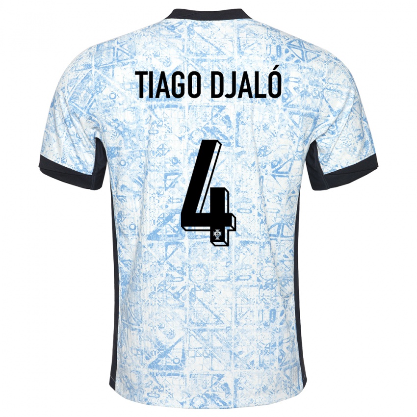 Uomo Maglia Portogallo Tiago Djalo #4 Crema Blu Kit Gara Away 24-26 Maglietta