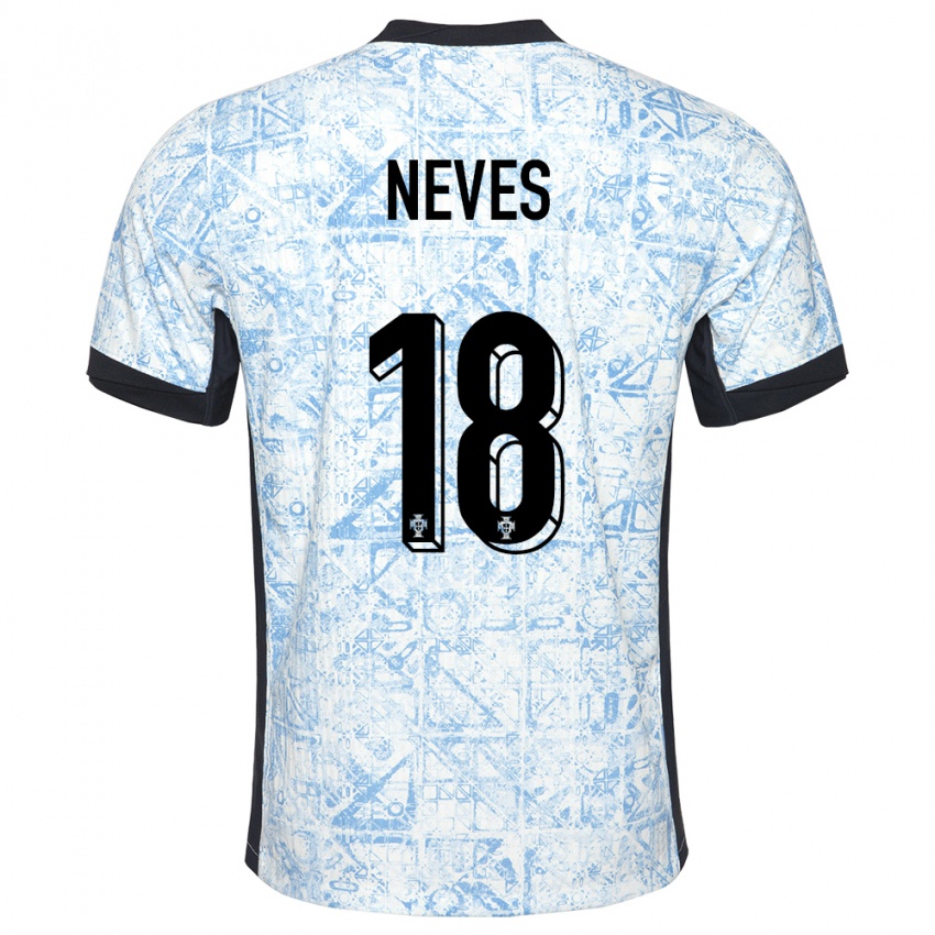 Uomo Maglia Portogallo Ruben Neves #18 Crema Blu Kit Gara Away 24-26 Maglietta