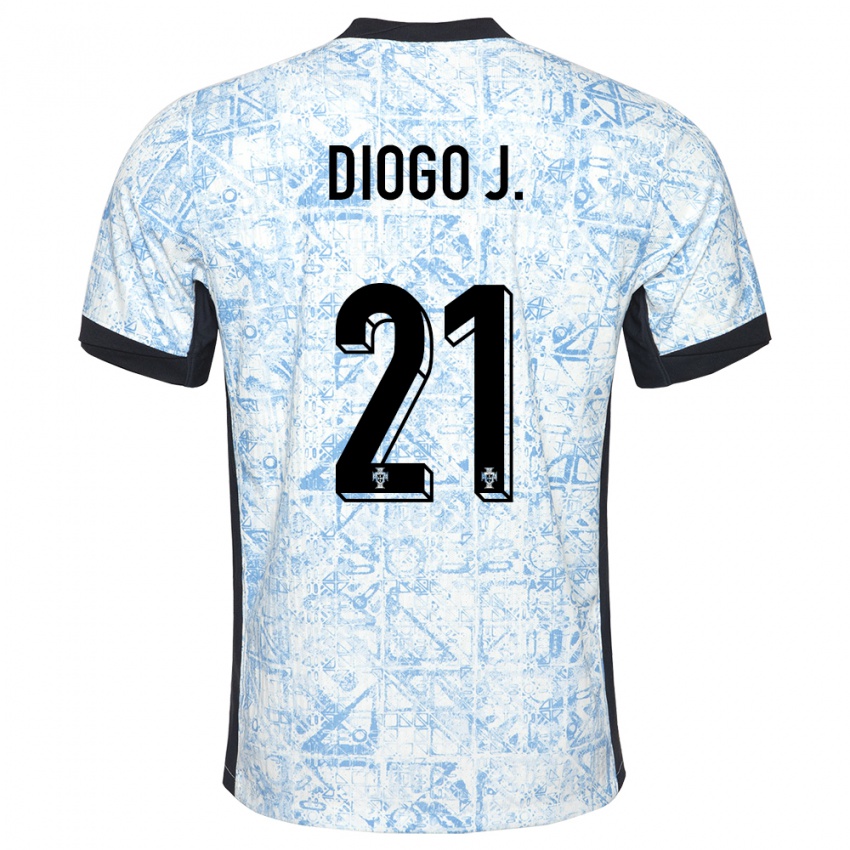 Uomo Maglia Portogallo Diogo Jota #21 Crema Blu Kit Gara Away 24-26 Maglietta