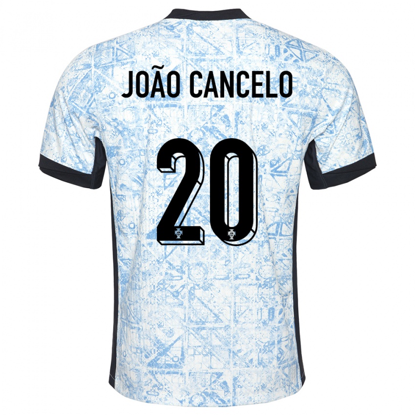 Uomo Maglia Portogallo Joao Cancelo #20 Crema Blu Kit Gara Away 24-26 Maglietta