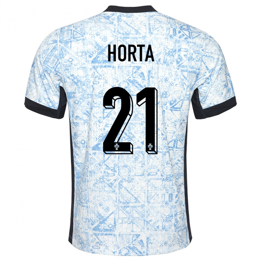 Uomo Maglia Portogallo Ricardo Horta #21 Crema Blu Kit Gara Away 24-26 Maglietta