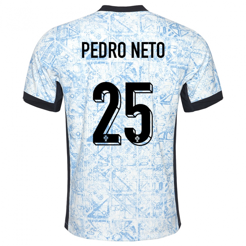 Uomo Maglia Portogallo Pedro Neto #25 Crema Blu Kit Gara Away 24-26 Maglietta