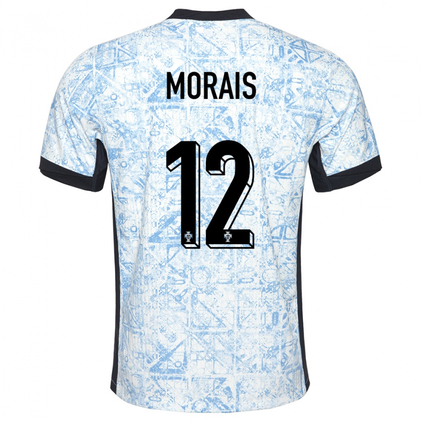 Uomo Maglia Portogallo Patricia Morais #12 Crema Blu Kit Gara Away 24-26 Maglietta