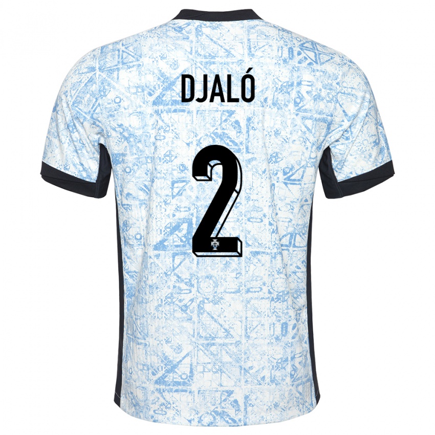 Uomo Maglia Portogallo Tiago Djalo #2 Crema Blu Kit Gara Away 24-26 Maglietta