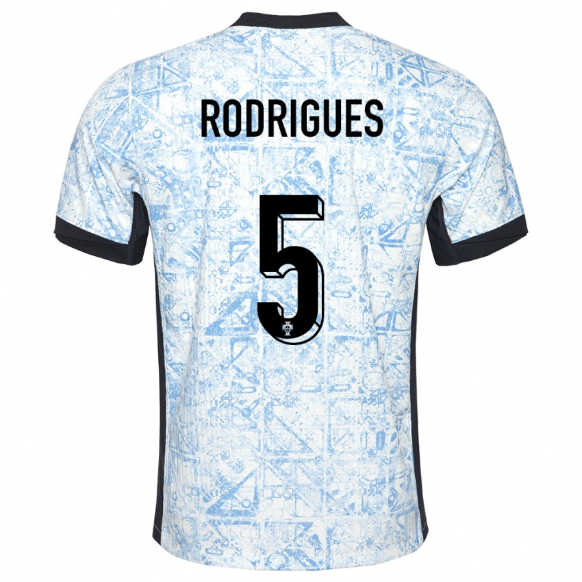 Uomo Maglia Portogallo Rafael Rodrigues #5 Crema Blu Kit Gara Away 24-26 Maglietta