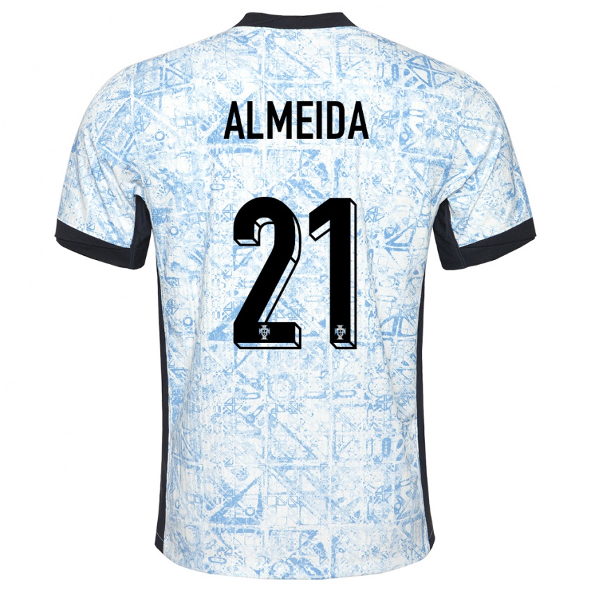 Uomo Maglia Portogallo Andre Almeida #21 Crema Blu Kit Gara Away 24-26 Maglietta