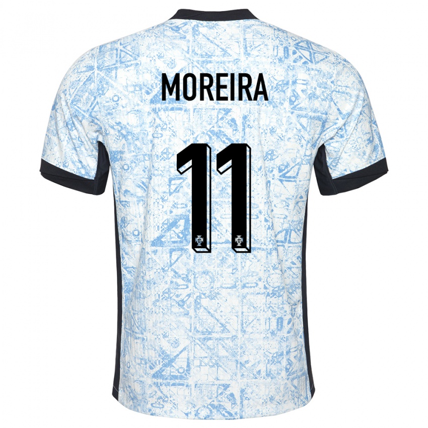 Uomo Maglia Portogallo Diego Moreira #11 Crema Blu Kit Gara Away 24-26 Maglietta