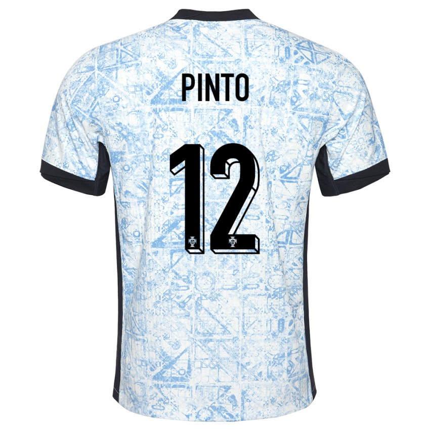 Uomo Maglia Portogallo Diogo Pinto #12 Crema Blu Kit Gara Away 24-26 Maglietta