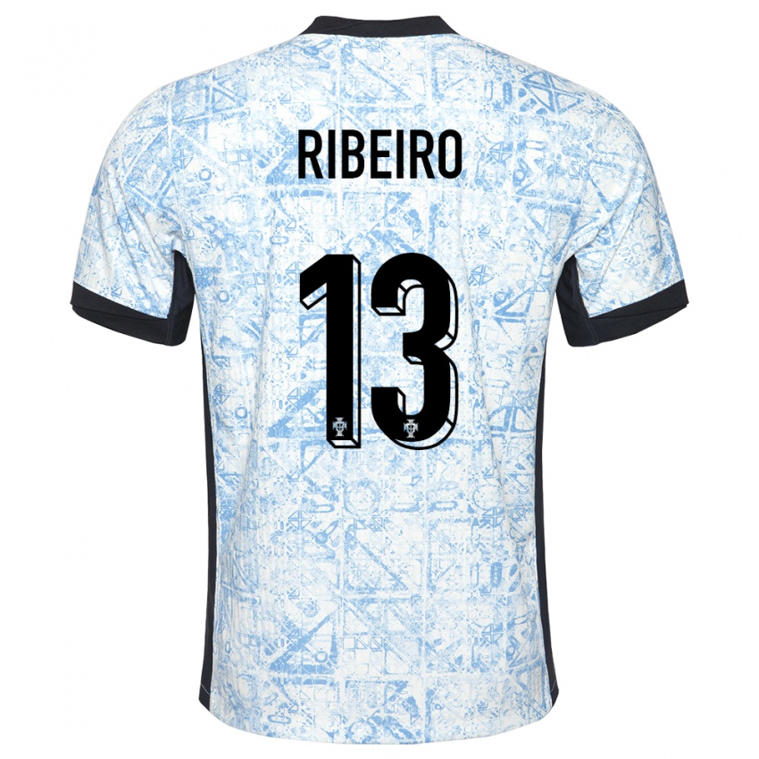 Uomo Maglia Portogallo Antonio Ribeiro #13 Crema Blu Kit Gara Away 24-26 Maglietta