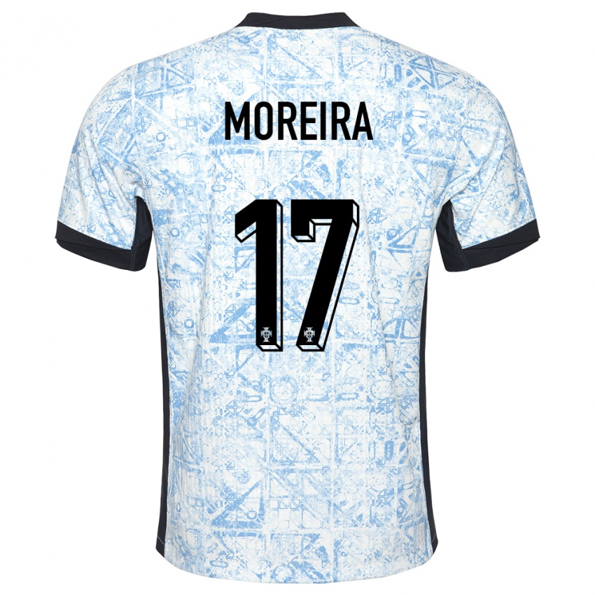 Uomo Maglia Portogallo Afonso Moreira #17 Crema Blu Kit Gara Away 24-26 Maglietta