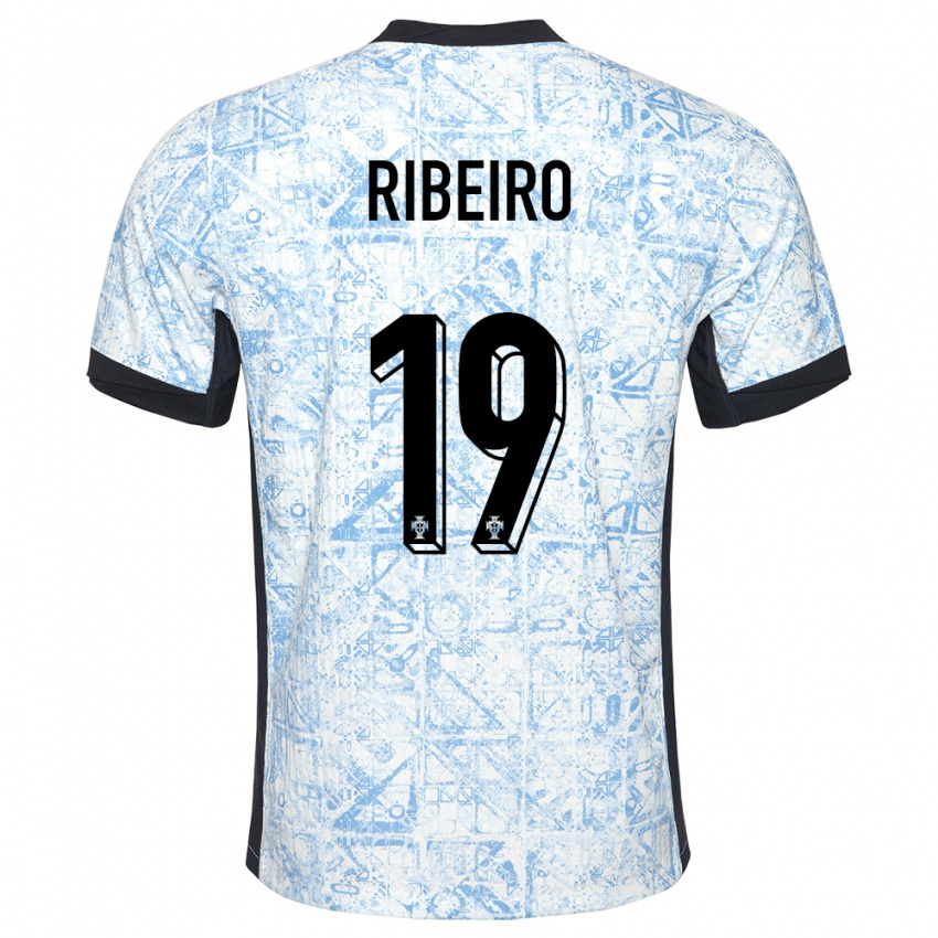 Uomo Maglia Portogallo Rodrigo Ribeiro #19 Crema Blu Kit Gara Away 24-26 Maglietta