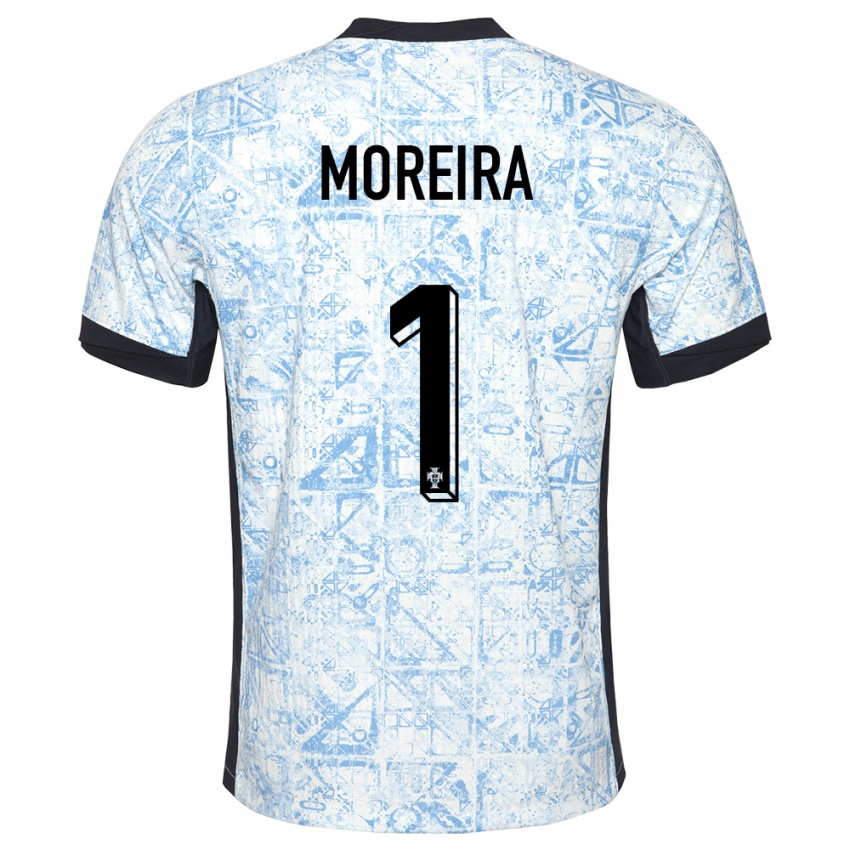 Uomo Maglia Portogallo Andre Moreira #1 Crema Blu Kit Gara Away 24-26 Maglietta