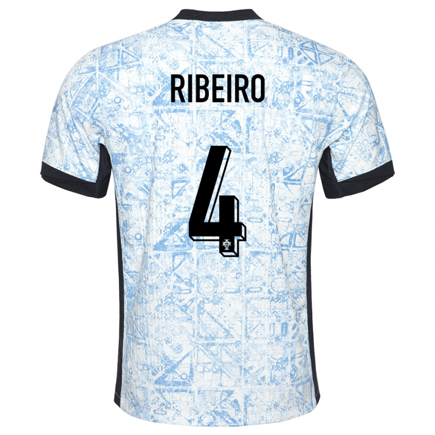 Uomo Maglia Portogallo Ricardo Ribeiro #4 Crema Blu Kit Gara Away 24-26 Maglietta