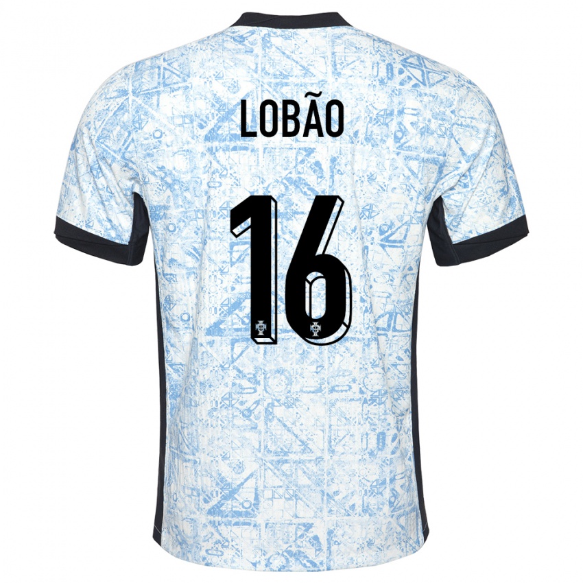 Uomo Maglia Portogallo Diogo Lobao #16 Crema Blu Kit Gara Away 24-26 Maglietta