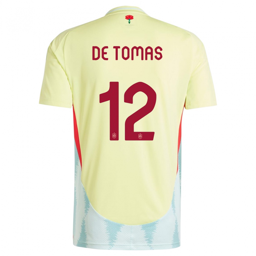 Uomo Maglia Spagna Raul De Tomas #12 Giallo Kit Gara Away 24-26 Maglietta