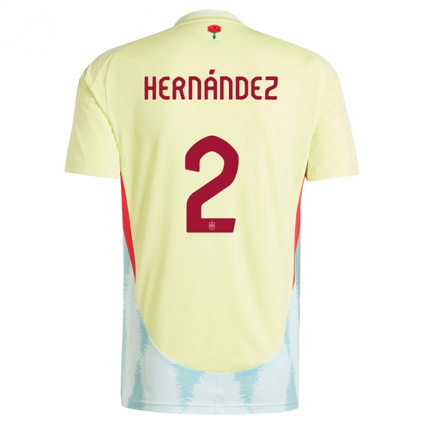 Uomo Maglia Spagna Oihane Hernandez #2 Giallo Kit Gara Away 24-26 Maglietta