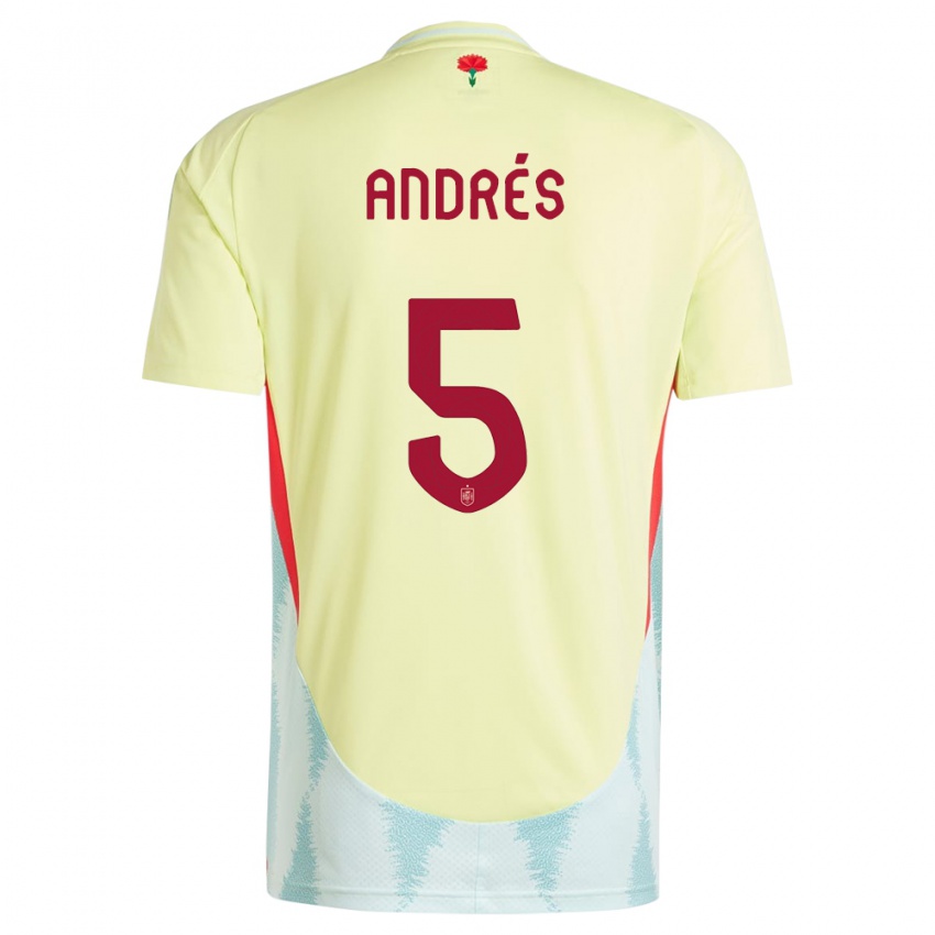 Uomo Maglia Spagna Ivana Andres #5 Giallo Kit Gara Away 24-26 Maglietta