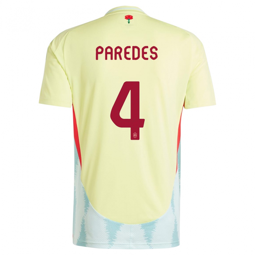 Uomo Maglia Spagna Irene Paredes #4 Giallo Kit Gara Away 24-26 Maglietta