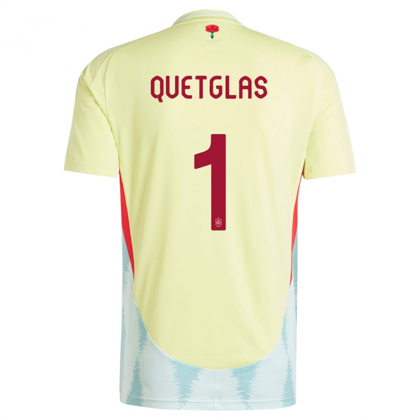 Uomo Maglia Spagna Ferran Quetglas #1 Giallo Kit Gara Away 24-26 Maglietta