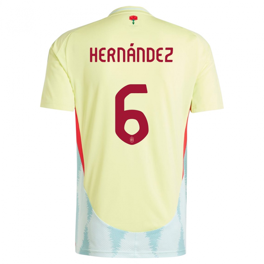 Uomo Maglia Spagna Gerard Hernandez #6 Giallo Kit Gara Away 24-26 Maglietta