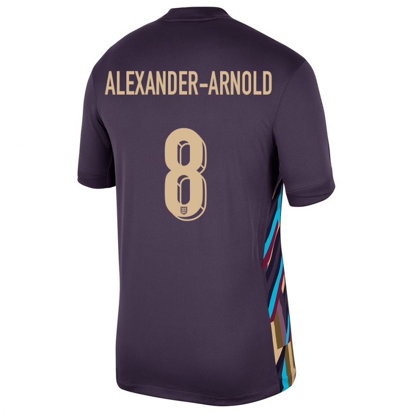 Uomo Maglia Inghilterra Trent Alexander-Arnold #8 Uvetta Scura Kit Gara Away 24-26 Maglietta