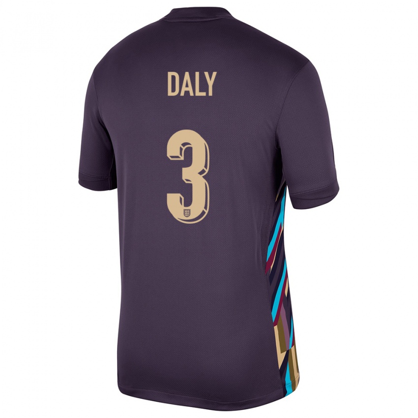 Uomo Maglia Inghilterra Rachel Daly #3 Uvetta Scura Kit Gara Away 24-26 Maglietta