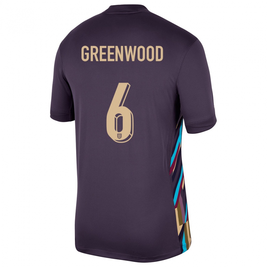 Uomo Maglia Inghilterra Alex Greenwood #6 Uvetta Scura Kit Gara Away 24-26 Maglietta