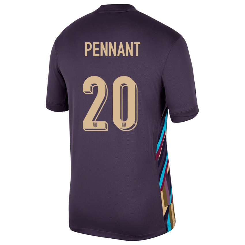 Uomo Maglia Inghilterra Kian Pennant #20 Uvetta Scura Kit Gara Away 24-26 Maglietta