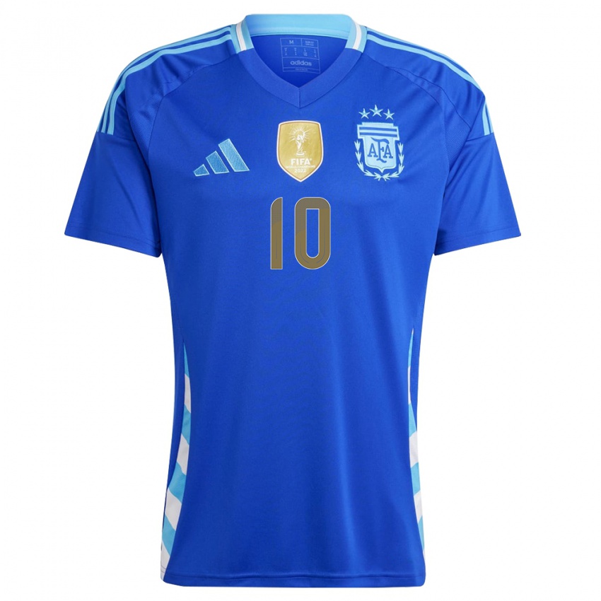 Uomo Maglia Argentina Lionel Messi #10 Blu Kit Gara Away 24-26 Maglietta