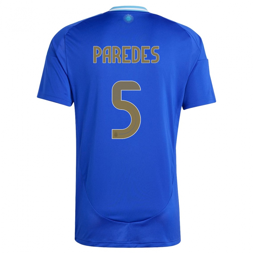 Uomo Maglia Argentina Leandro Paredes #5 Blu Kit Gara Away 24-26 Maglietta