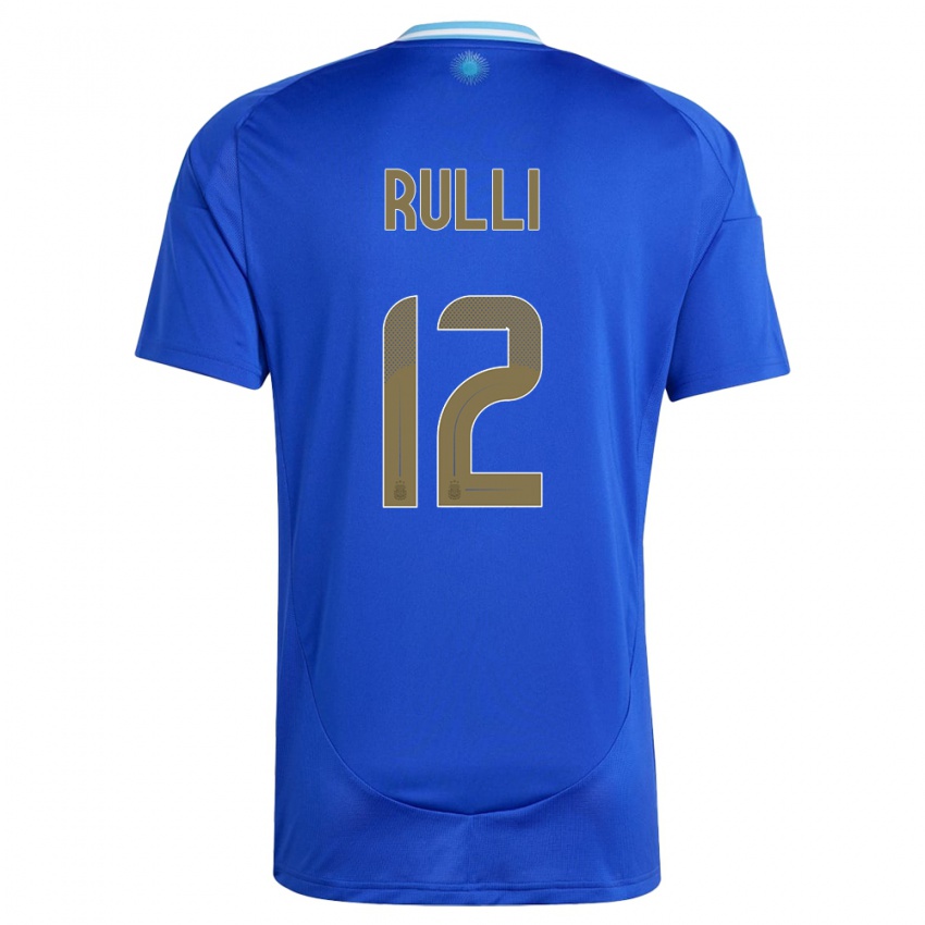 Uomo Maglia Argentina Geronimo Rulli #12 Blu Kit Gara Away 24-26 Maglietta