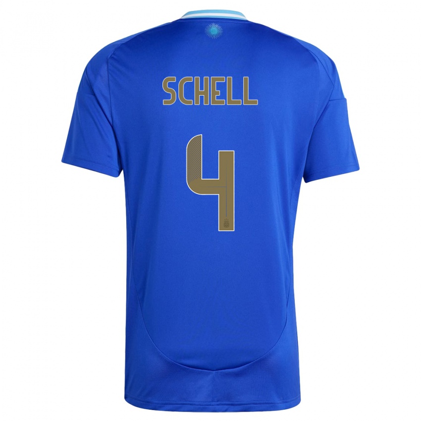 Uomo Maglia Argentina Sofia Schell #4 Blu Kit Gara Away 24-26 Maglietta