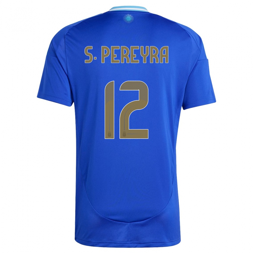 Uomo Maglia Argentina Solana Pereyra #12 Blu Kit Gara Away 24-26 Maglietta