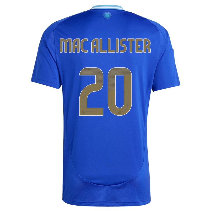 Uomo Maglia Argentina Alexis Mac Allister #20 Blu Kit Gara Away 24-26 Maglietta