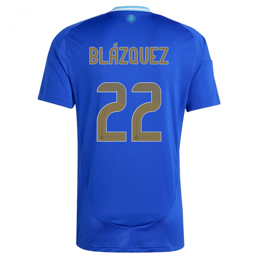 Uomo Maglia Argentina Joaquin Blazquez #22 Blu Kit Gara Away 24-26 Maglietta