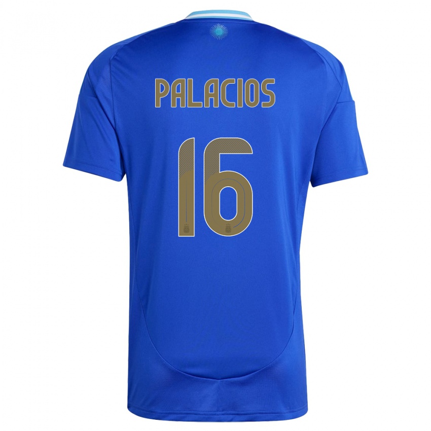 Uomo Maglia Argentina Tomas Palacios #16 Blu Kit Gara Away 24-26 Maglietta