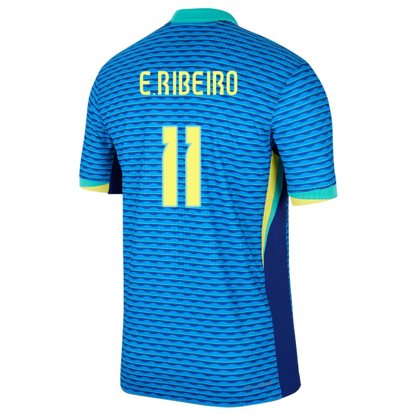 Uomo Maglia Brasile Everton Ribeiro #11 Blu Kit Gara Away 24-26 Maglietta