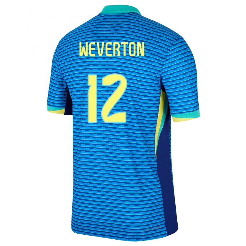 Uomo Maglia Brasile Weverton #12 Blu Kit Gara Away 24-26 Maglietta