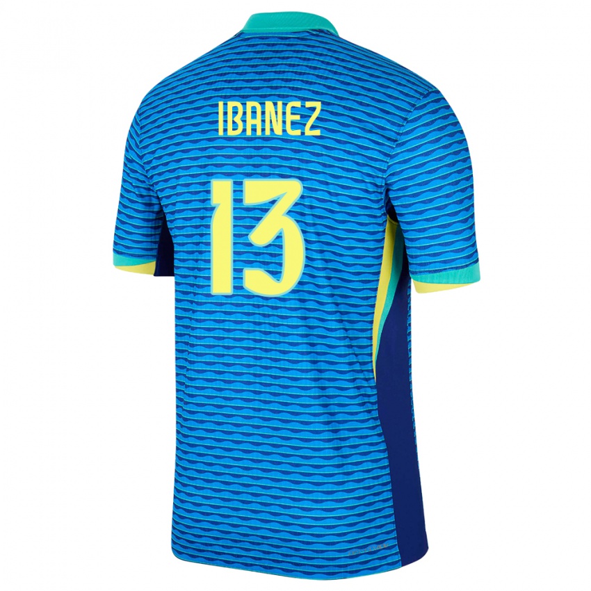 Uomo Maglia Brasile Roger Ibanez #13 Blu Kit Gara Away 24-26 Maglietta