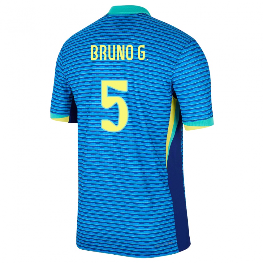 Uomo Maglia Brasile Bruno Guimaraes #5 Blu Kit Gara Away 24-26 Maglietta